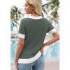 image:imageWIHOLL Womens Short Sleeve Sweater Lightweight Knit Tops Summer Spring Shirts with Buttons Trendy3green
