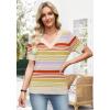 image:imageWIHOLL Womens Short Sleeve Sweater Lightweight Knit Tops Summer Spring Shirts with Buttons Trendy3yellow Purple Striped