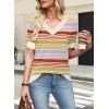 image:imageWIHOLL Womens Short Sleeve Sweater Lightweight Knit Tops Summer Spring Shirts with Buttons Trendy3yellow Purple Striped