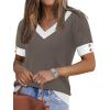 image:imageWIHOLL Womens Short Sleeve Sweater Lightweight Knit Tops Summer Spring Shirts with Buttons Trendy5khaki