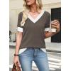 image:imageWIHOLL Womens Short Sleeve Sweater Lightweight Knit Tops Summer Spring Shirts with Buttons Trendy5khaki