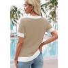 image:imageWIHOLL Womens Short Sleeve Sweater Lightweight Knit Tops Summer Spring Shirts with Buttons Trendy6beige