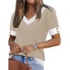 image:imageWIHOLL Womens Short Sleeve Sweater Lightweight Knit Tops Summer Spring Shirts with Buttons Trendy6beige