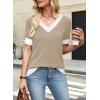 image:imageWIHOLL Womens Short Sleeve Sweater Lightweight Knit Tops Summer Spring Shirts with Buttons Trendy6beige