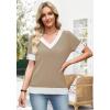 image:imageWIHOLL Womens Short Sleeve Sweater Lightweight Knit Tops Summer Spring Shirts with Buttons Trendy6beige