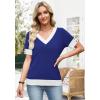 image:imageWIHOLL Womens Short Sleeve Sweater Lightweight Knit Tops Summer Spring Shirts with Buttons Trendy6blue