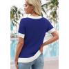 image:imageWIHOLL Womens Short Sleeve Sweater Lightweight Knit Tops Summer Spring Shirts with Buttons Trendy6blue