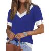 image:imageWIHOLL Womens Short Sleeve Sweater Lightweight Knit Tops Summer Spring Shirts with Buttons Trendy6blue