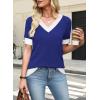 image:imageWIHOLL Womens Short Sleeve Sweater Lightweight Knit Tops Summer Spring Shirts with Buttons Trendy6blue