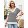 image:imageWIHOLL Womens Short Sleeve Sweater Lightweight Knit Tops Summer Spring Shirts with Buttons Trendy6grey