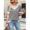 image:imageWIHOLL Womens Short Sleeve Sweater Lightweight Knit Tops Summer Spring Shirts with Buttons Trendy6grey