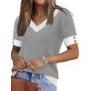 image:imageWIHOLL Womens Short Sleeve Sweater Lightweight Knit Tops Summer Spring Shirts with Buttons Trendy6grey