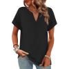 image:imageWIHOLL Womens Summer Tops 2026 Short Sleeve V Neck T Shirts Fashion Beach Vacation Clothes Business Casual OutfitsBlack