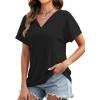image:imageWIHOLL Womens Summer Tops 2026 Short Sleeve V Neck T Shirts Fashion Beach Vacation Clothes Business Casual OutfitsBlack
