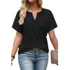 image:imageWIHOLL Womens Summer Tops 2026 Short Sleeve V Neck T Shirts Fashion Beach Vacation Clothes Business Casual OutfitsBlack