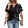 image:imageWIHOLL Womens Summer Tops 2026 Short Sleeve V Neck T Shirts Fashion Beach Vacation Clothes Business Casual OutfitsBlack Striped White