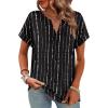 image:imageWIHOLL Womens Summer Tops 2026 Short Sleeve V Neck T Shirts Fashion Beach Vacation Clothes Business Casual OutfitsBlack Striped White
