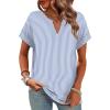 image:imageWIHOLL Womens Summer Tops 2026 Short Sleeve V Neck T Shirts Fashion Beach Vacation Clothes Business Casual OutfitsBlue White Stripes