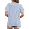 image:imageWIHOLL Womens Summer Tops 2026 Short Sleeve V Neck T Shirts Fashion Beach Vacation Clothes Business Casual OutfitsBlue White Stripes