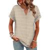 image:imageWIHOLL Womens Summer Tops 2026 Short Sleeve V Neck T Shirts Fashion Beach Vacation Clothes Business Casual OutfitsBrown White