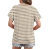 image:imageWIHOLL Womens Summer Tops 2026 Short Sleeve V Neck T Shirts Fashion Beach Vacation Clothes Business Casual OutfitsBrown White
