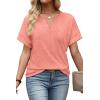 image:imageWIHOLL Womens Summer Tops 2026 Short Sleeve V Neck T Shirts Fashion Beach Vacation Clothes Business Casual OutfitsCoral