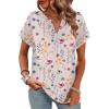 image:imageWIHOLL Womens Summer Tops 2026 Short Sleeve V Neck T Shirts Fashion Beach Vacation Clothes Business Casual OutfitsFloral