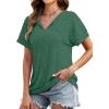image:imageWIHOLL Womens Summer Tops 2026 Short Sleeve V Neck T Shirts Fashion Beach Vacation Clothes Business Casual OutfitsGreen