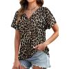 image:imageWIHOLL Womens Summer Tops 2026 Short Sleeve V Neck T Shirts Fashion Beach Vacation Clothes Business Casual OutfitsLeopard