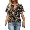 image:imageWIHOLL Womens Summer Tops 2026 Short Sleeve V Neck T Shirts Fashion Beach Vacation Clothes Business Casual OutfitsLeopard