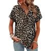 image:imageWIHOLL Womens Summer Tops 2026 Short Sleeve V Neck T Shirts Fashion Beach Vacation Clothes Business Casual OutfitsLeopard