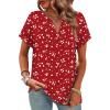 image:imageWIHOLL Womens Summer Tops 2026 Short Sleeve V Neck T Shirts Fashion Beach Vacation Clothes Business Casual OutfitsRed White Dot