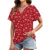 image:imageWIHOLL Womens Summer Tops 2026 Short Sleeve V Neck T Shirts Fashion Beach Vacation Clothes Business Casual OutfitsRed White Dot