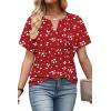 image:imageWIHOLL Womens Summer Tops 2026 Short Sleeve V Neck T Shirts Fashion Beach Vacation Clothes Business Casual OutfitsRed White Dot