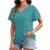 image:imageWIHOLL Womens Summer Tops 2026 Short Sleeve V Neck T Shirts Fashion Beach Vacation Clothes Business Casual OutfitsTurquoise