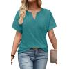 image:imageWIHOLL Womens Summer Tops 2026 Short Sleeve V Neck T Shirts Fashion Beach Vacation Clothes Business Casual OutfitsTurquoise