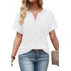 image:imageWIHOLL Womens Summer Tops 2026 Short Sleeve V Neck T Shirts Fashion Beach Vacation Clothes Business Casual OutfitsWhite
