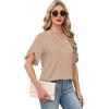 image:imageWIHOLL Womens Summer Tops Short Petal Sleeve Shirts Fashion V Neck Womens Clothing01 Beige