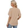 image:imageWIHOLL Womens Summer Tops Short Petal Sleeve Shirts Fashion V Neck Womens Clothing01 Beige