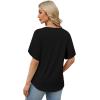 image:imageWIHOLL Womens Summer Tops Short Petal Sleeve Shirts Fashion V Neck Womens Clothing01 Black