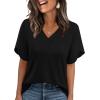 image:imageWIHOLL Womens Summer Tops Short Petal Sleeve Shirts Fashion V Neck Womens Clothing01 Black