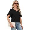 image:imageWIHOLL Womens Summer Tops Short Petal Sleeve Shirts Fashion V Neck Womens Clothing01 Black