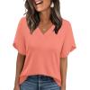 image:imageWIHOLL Womens Summer Tops Short Petal Sleeve Shirts Fashion V Neck Womens Clothing01 Coral