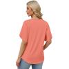 image:imageWIHOLL Womens Summer Tops Short Petal Sleeve Shirts Fashion V Neck Womens Clothing01 Coral