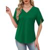 image:imageWIHOLL Womens Summer Tops Short Petal Sleeve Shirts Fashion V Neck Womens Clothing01 Green