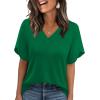 image:imageWIHOLL Womens Summer Tops Short Petal Sleeve Shirts Fashion V Neck Womens Clothing01 Green