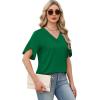 image:imageWIHOLL Womens Summer Tops Short Petal Sleeve Shirts Fashion V Neck Womens Clothing01 Green