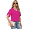 image:imageWIHOLL Womens Summer Tops Short Petal Sleeve Shirts Fashion V Neck Womens Clothing01 Hotpink