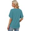 image:imageWIHOLL Womens Summer Tops Short Petal Sleeve Shirts Fashion V Neck Womens Clothing01 Lakeblue