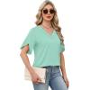 image:imageWIHOLL Womens Summer Tops Short Petal Sleeve Shirts Fashion V Neck Womens Clothing01 Lakegreen